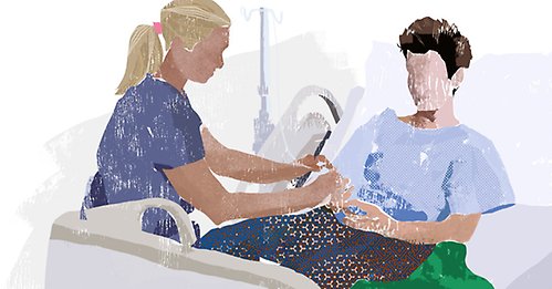 Sjuksköterska vårdar tonåring
